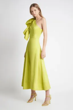 Aje Bonjour Asymmetric Midi Dress Green Size 12 for rent on The Volte - image 3