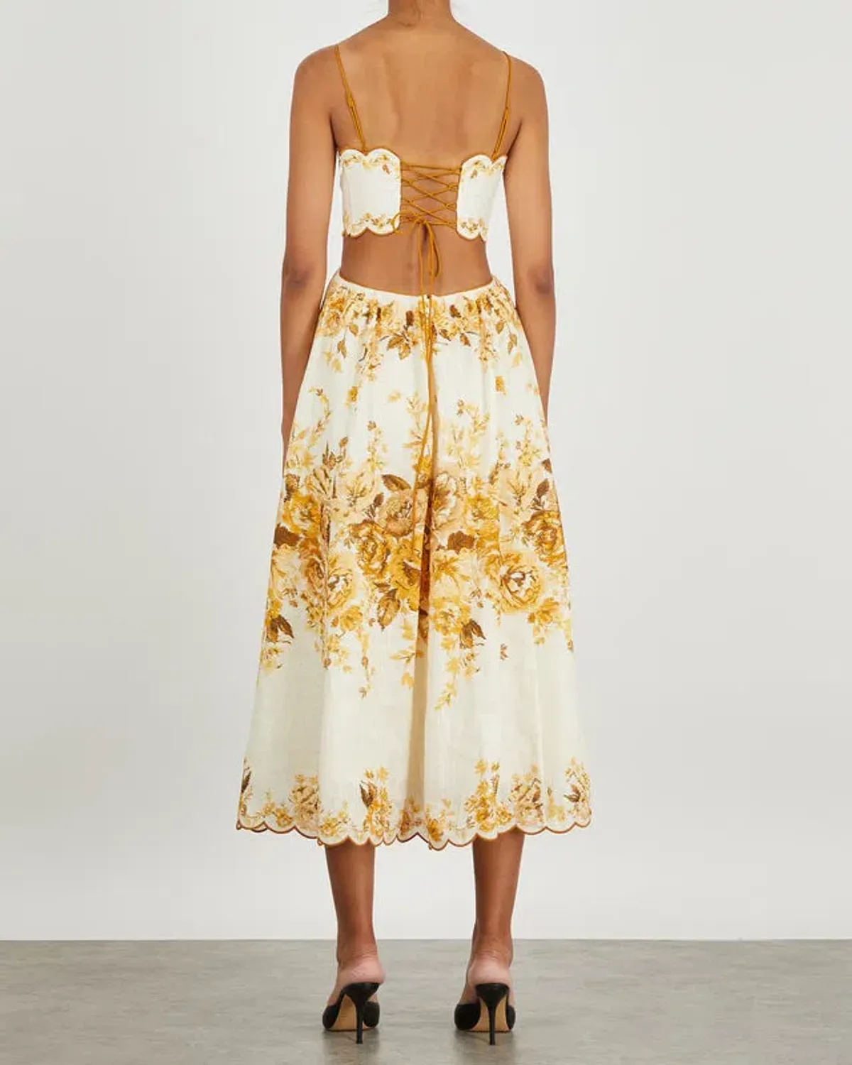 Zimmermann Aliane Scallop Midi Dress Print Size 1/Au 10 - Image 2