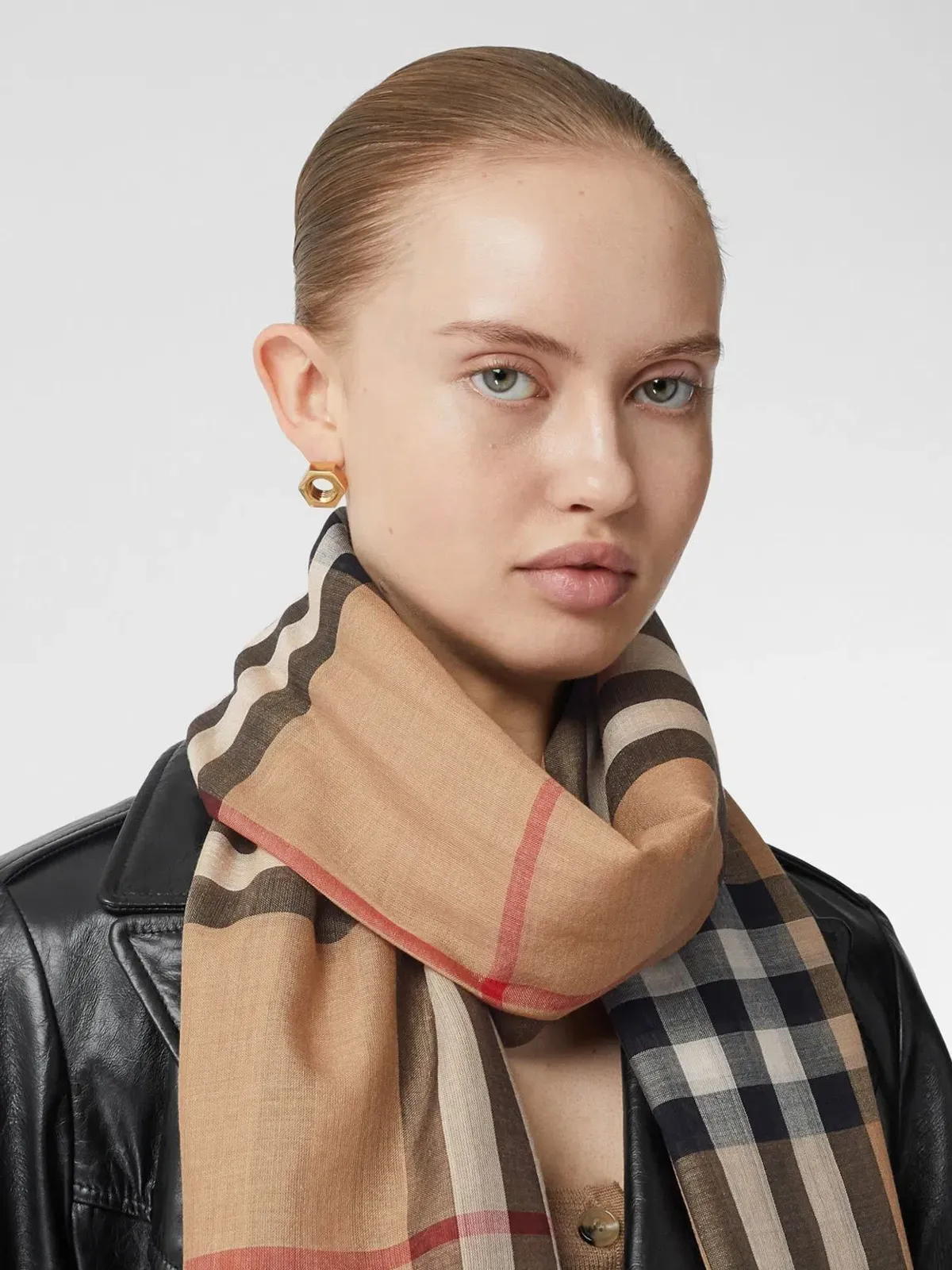 Burberry Lightweight Check Wool Silk Scarf  - Image 1