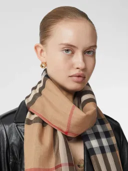 Burberry Lightweight Check Wool Silk Scarf  for rent on The Volte - image 1