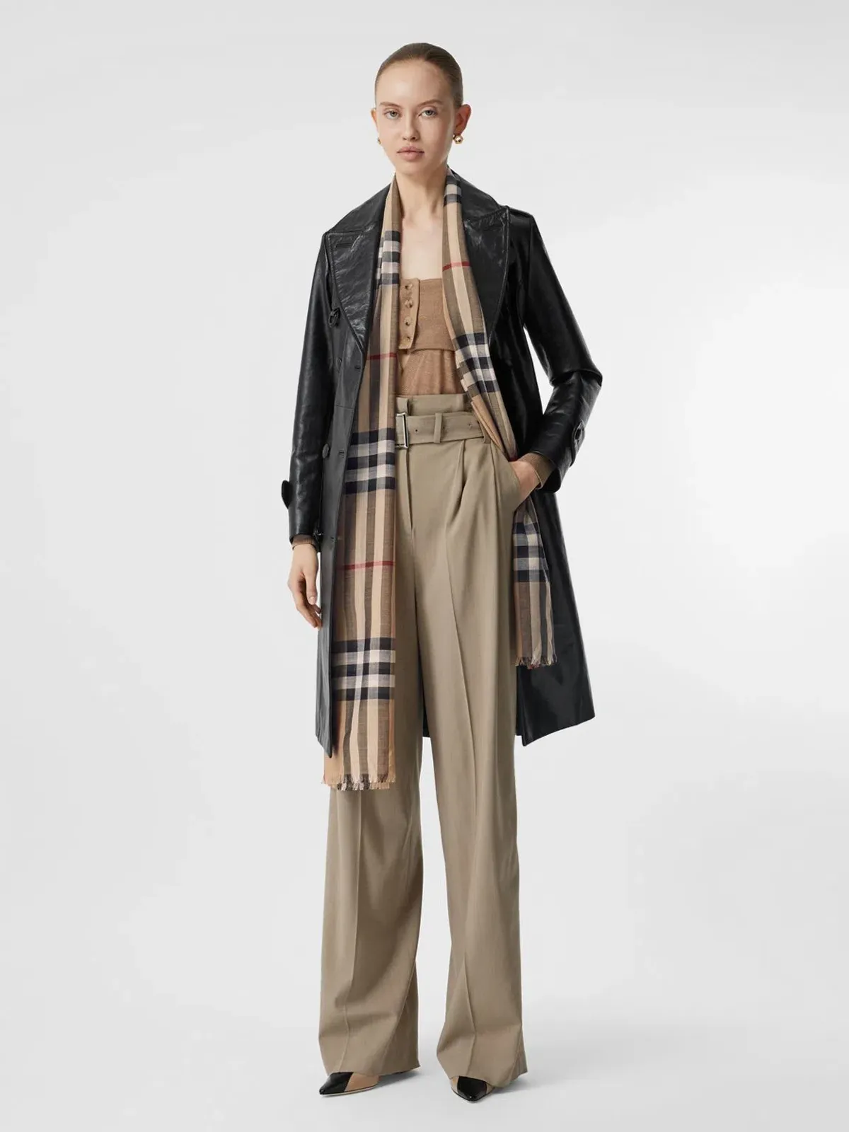 Burberry Lightweight Check Wool Silk Scarf  - Image 2