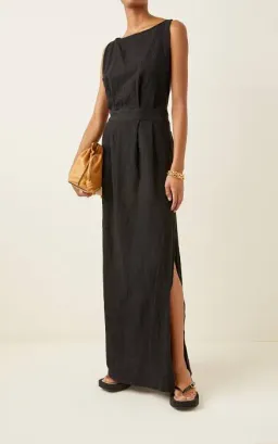 Matin Backless Linen Maxi Dress Black Size 10 for rent on The Volte - image 1