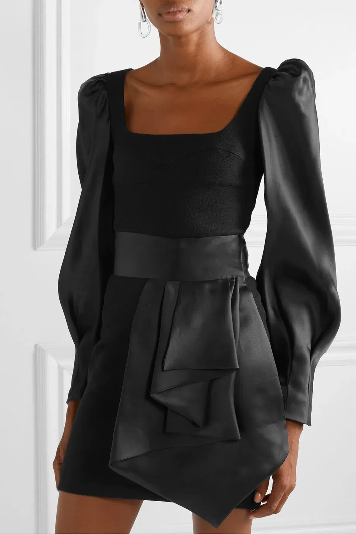 Silvia Tcherassi Dilek Wool-crepe And Silk-satin Mini Dress Size M - Image 2
