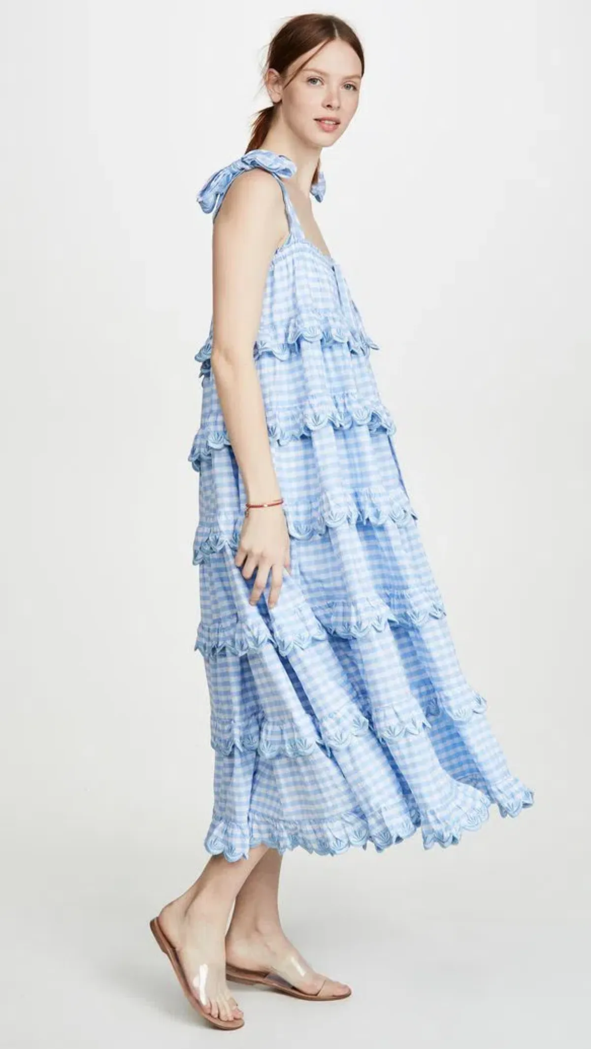 Innika Choo Scallop Frill Dress Iva Biigdress Dusk Gingham Size 1 - Image 2
