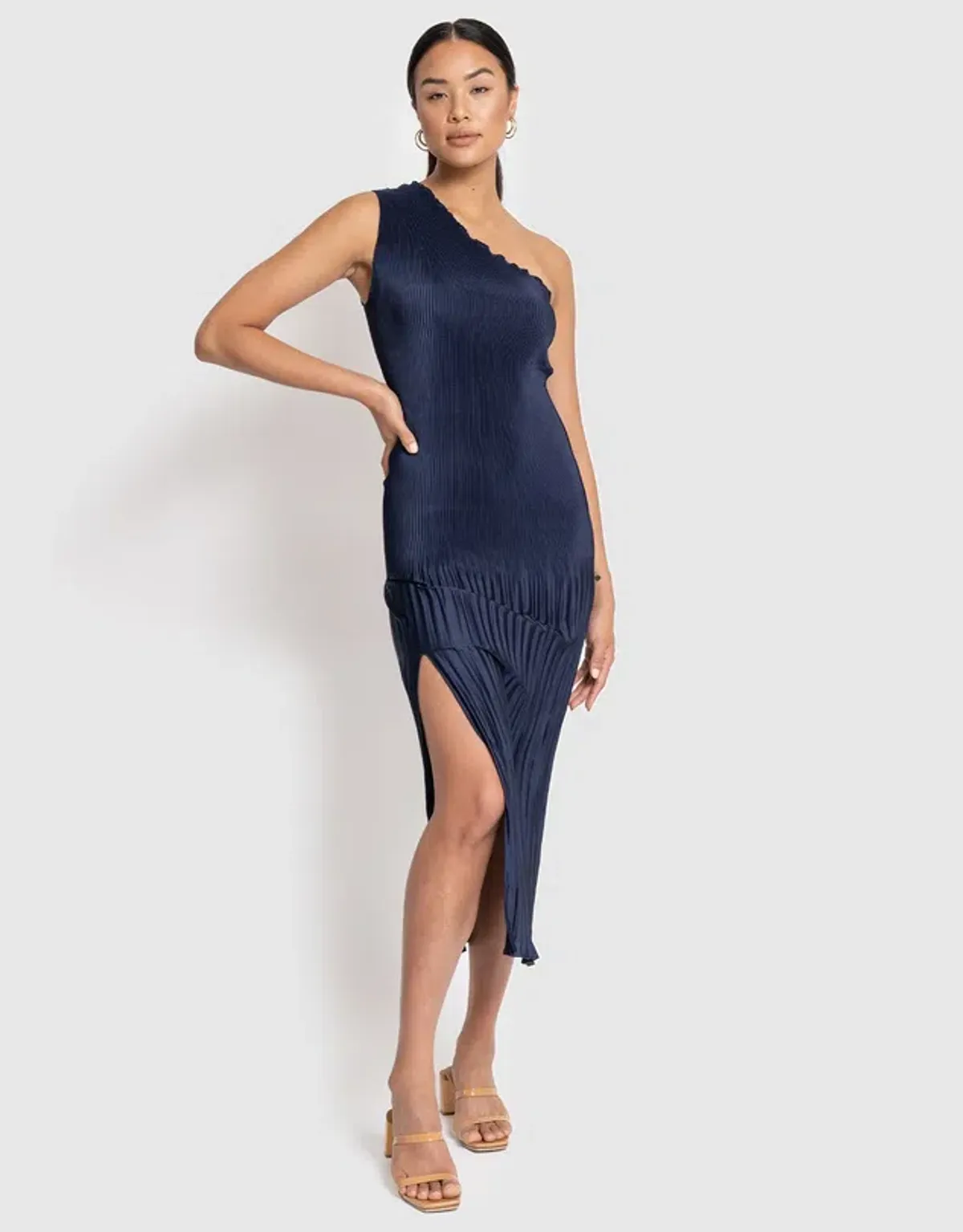 L’Idee Soirée One Shoulder Gown Navy Size 10  - Image 1
