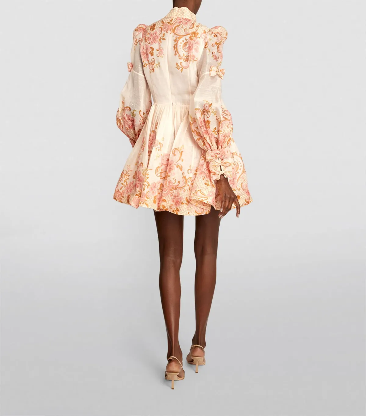 Zimmermann Postcard Bow Mini Dress Pink Swirl Floral Size 1 / AU 10 - Image 2
