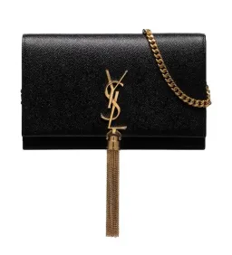 Saint Laurent Kate Textured Leather Shoulder Bag with Gold Tassel Black  for rent on The Volte - image 2