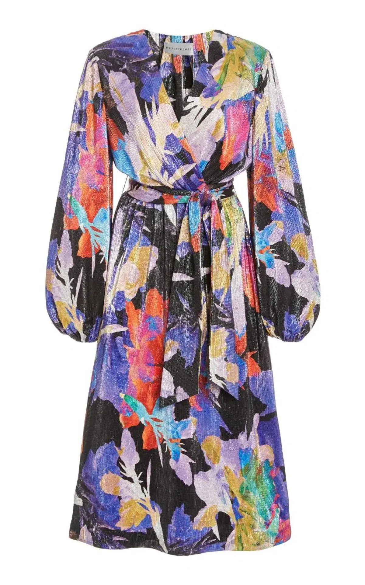 Rebecca Vallance Belladonna Lamé Midi Dress Print Size 8 - Image 2