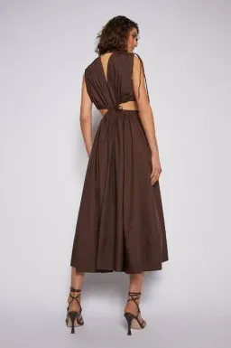 Scanlan Theodore Cotton Drawcord Dress Brown Size 10 for rent on The Volte - image 2