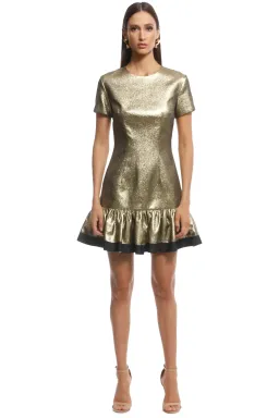 By Johnny Gold Yarn Frill Tee Mini Dress Gold Size 8 for rent on The Volte - image 1