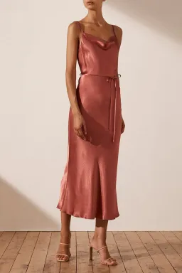 Shona Joy La Lune Bias Cowl Midi Slip Dress Pink Size 8 for rent on The Volte - image 2