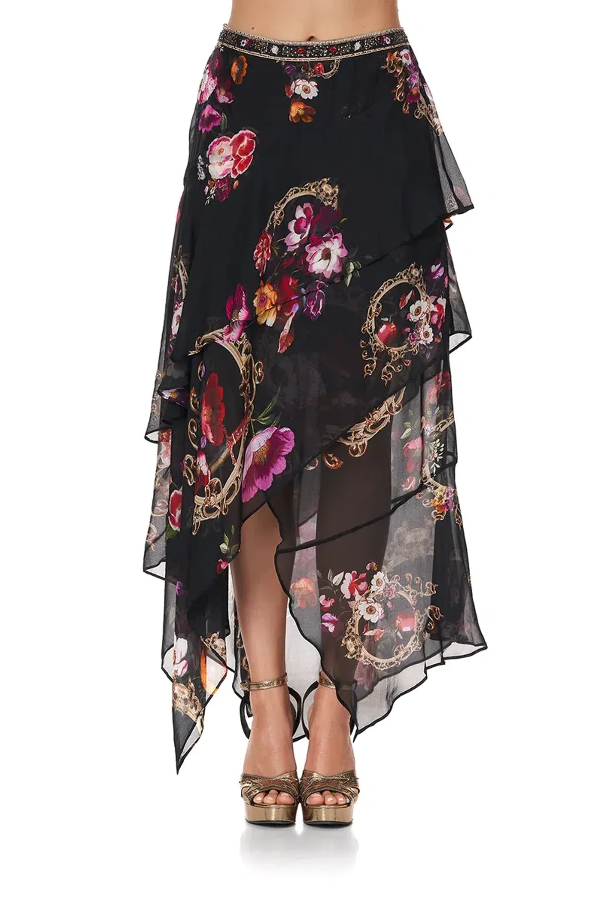 Camilla Asymmetrical Ruffle Skirt Mirror Mirror Print Size S - Image 4