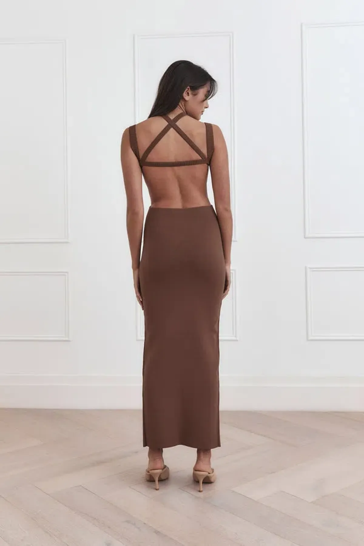 San Sloane Celia Midi Dress Chocolate Brown Size 8 - Image 2