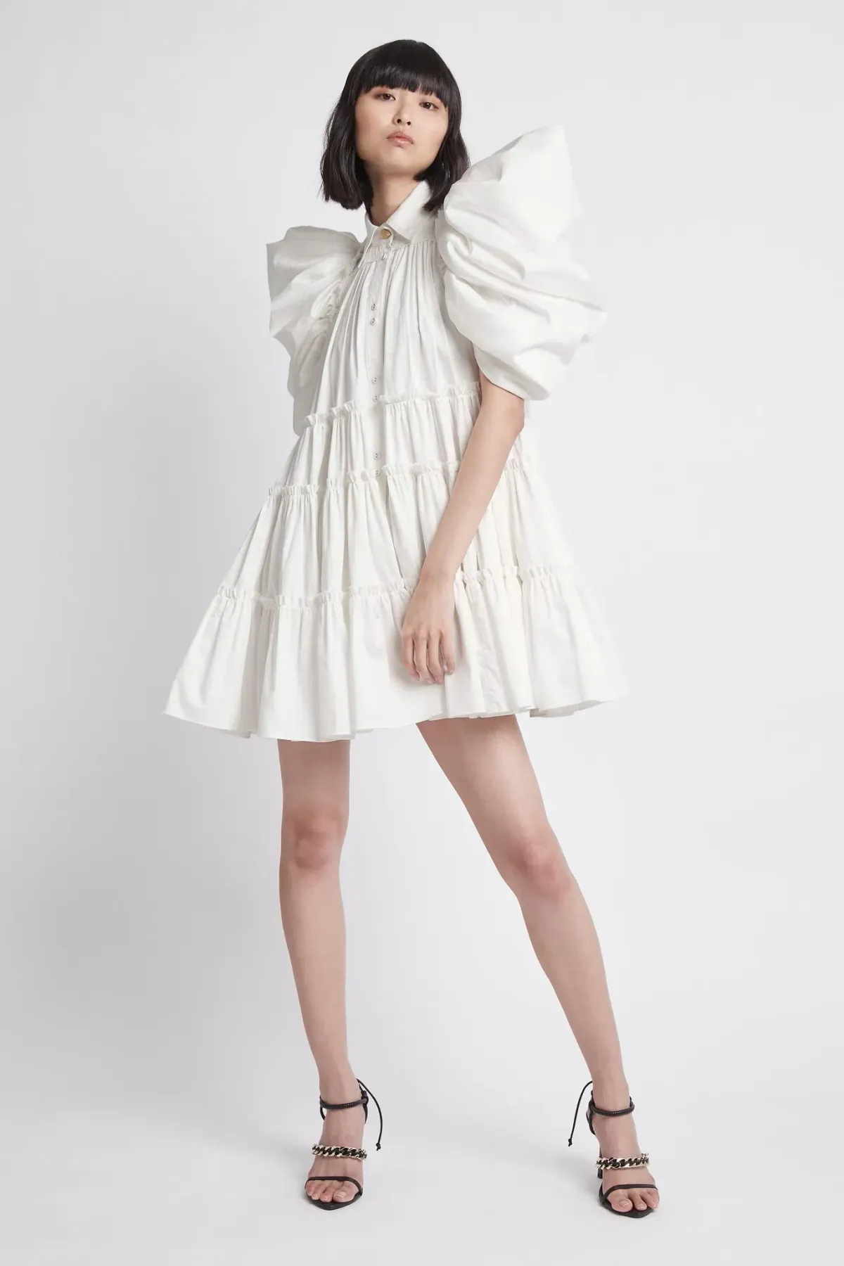 Aje Swift Butterfly Sleeve Smock Mini Dress White Size 4 - Image 1