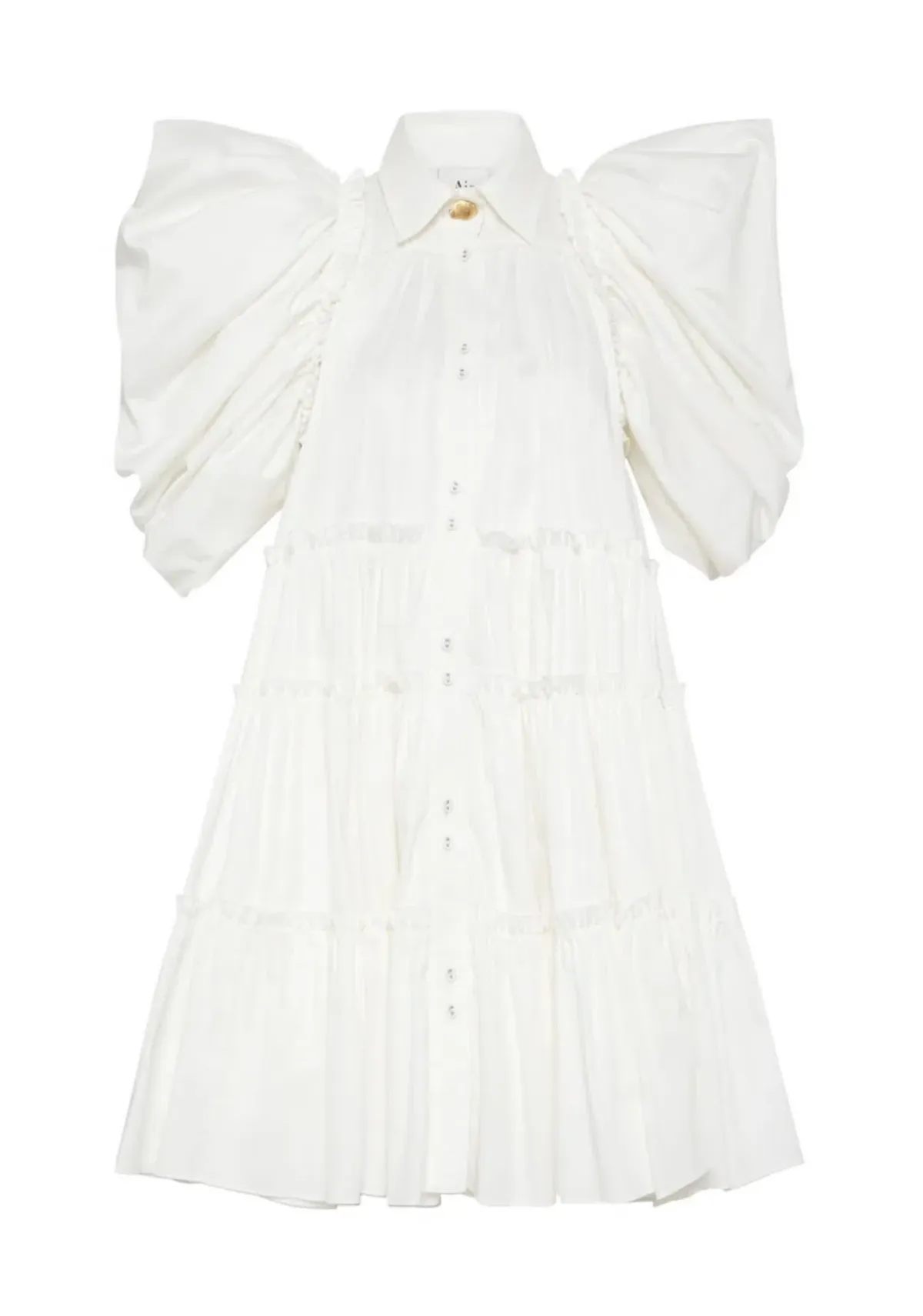 Aje Swift Butterfly Sleeve Smock Mini Dress White Size 4 - Image 6
