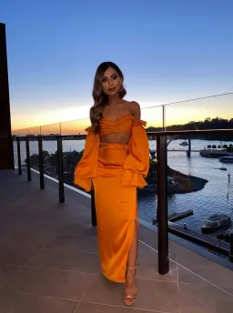 Khirzad Femme Gitamena Corset Top and Desnudo Skirt Set Orange Size XXS / Au 4  for rent on The Volte - image 1