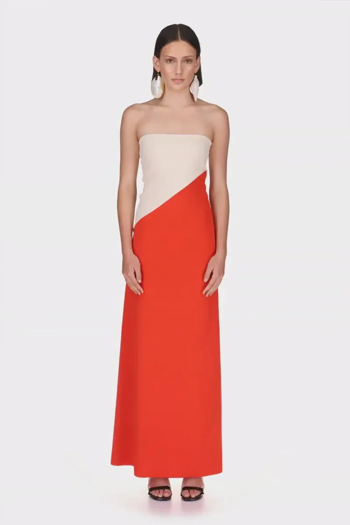 Aaizel Strapless Asymmetrical Line Maxi Dress Two Tone Size 8 - Image 1