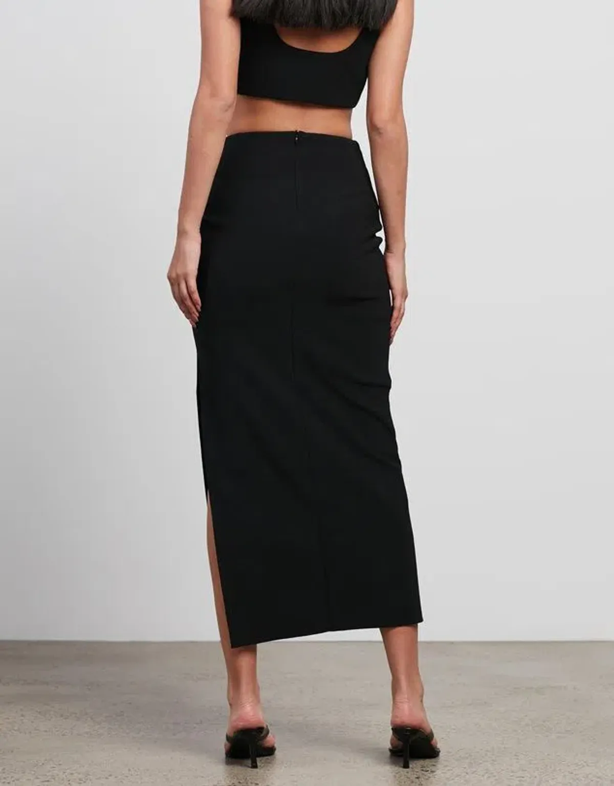 Bec & Bridge Clover Crop Top Size 10 and Midi Skirt Size 8 Set Black - Image 4