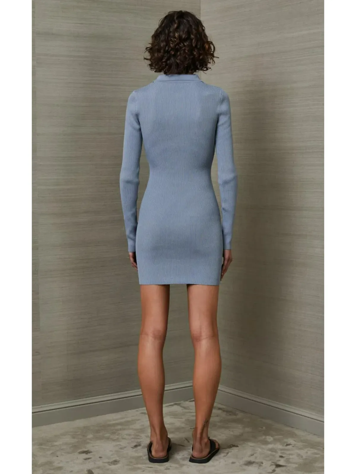 Bec & Bridge Harper Knit Mini Dress in Storm Blue Size AU 6 - Image 3