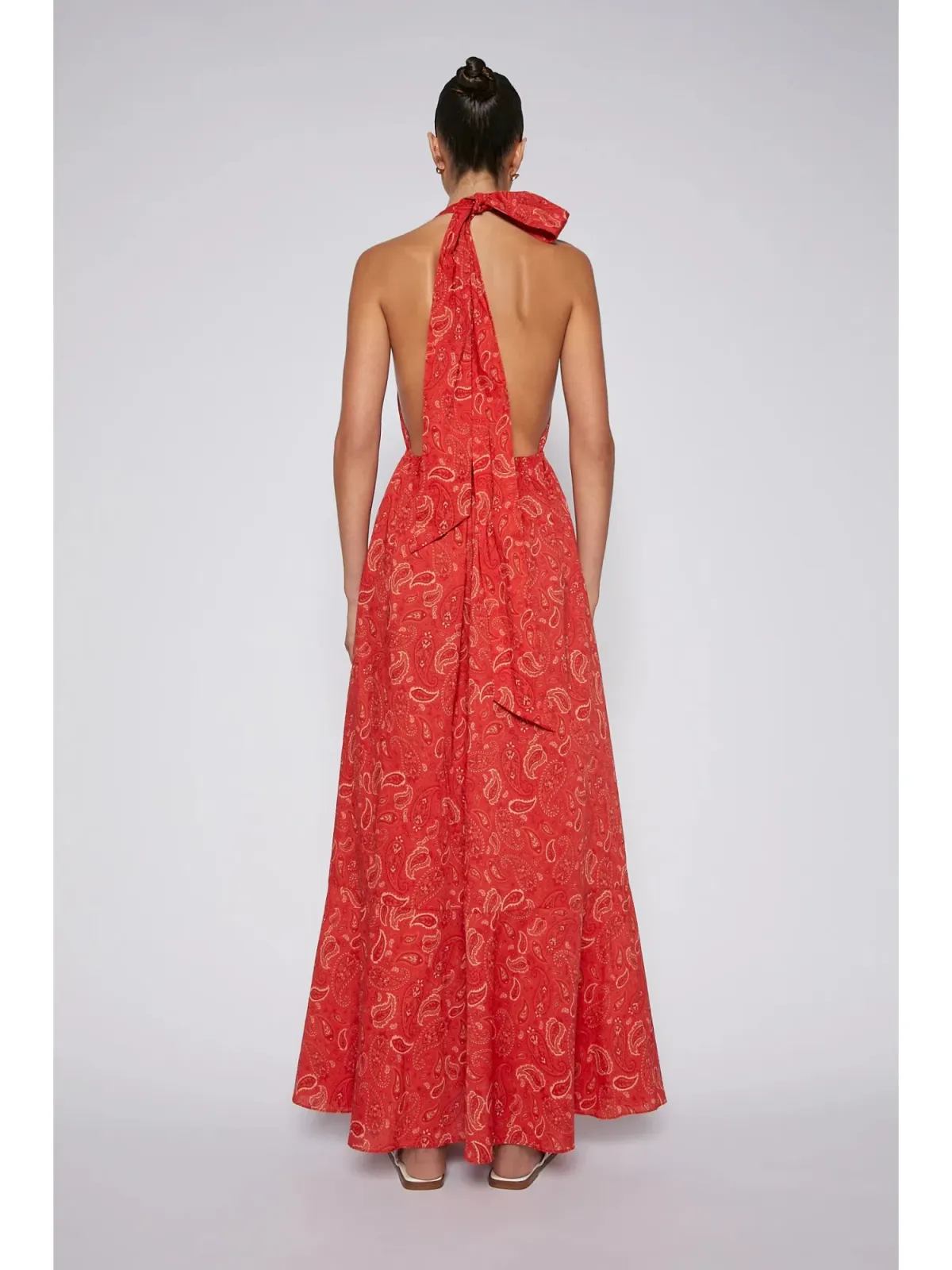 Scanlan Theodore Cotton Paisley Halter Dress Red Size AU 8 - Image 4
