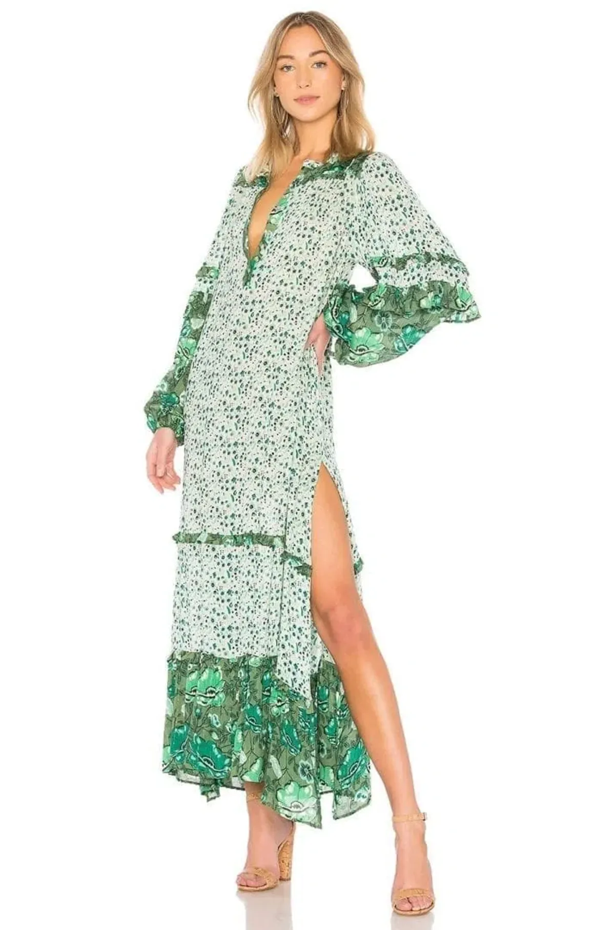 Spell Designs Winona Ivy Maxi Boho Dress Green Size 10 - Image 1