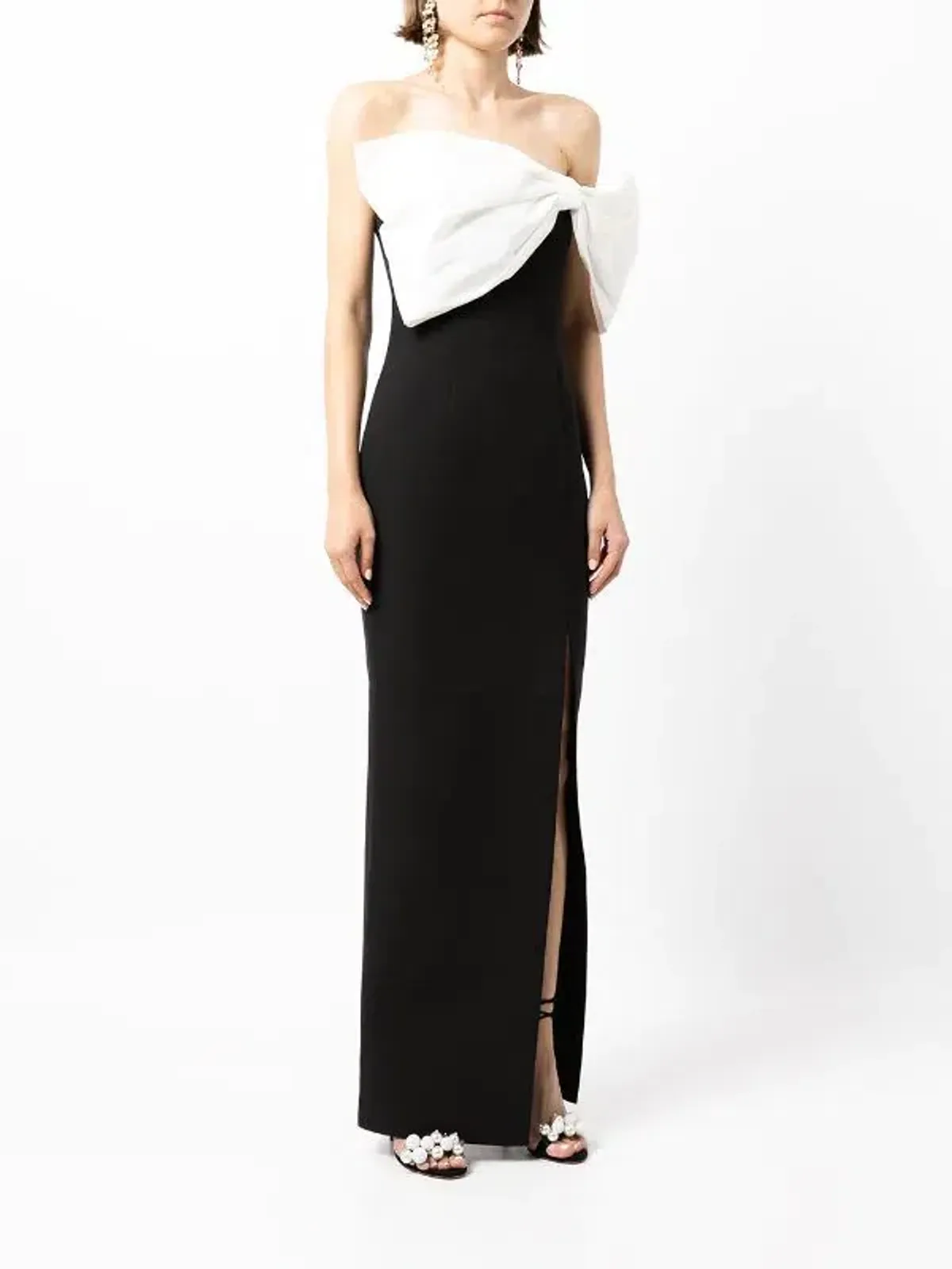 Rachel Gilbert Two-Tone Bow-Detail Gown Black Size AU 8 - Image 3