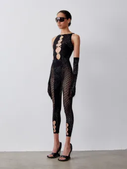 Poster Girl Rhinestoned Janice Jumpsuit in Jet Black One Size  for rent on The Volte - image 3