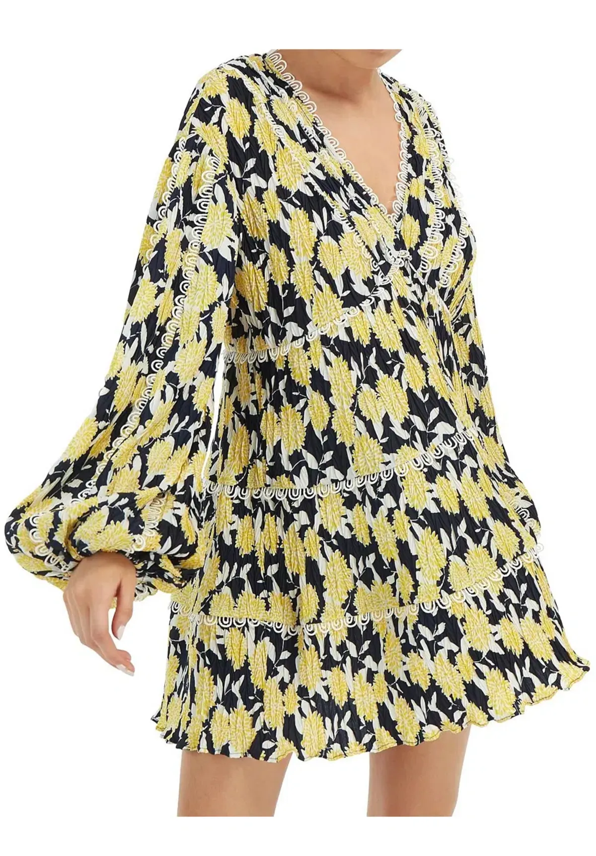 C/MEO Collective Enlight Long Sleeve Mini Smock Dress Marigold Floral Size 10 - Image 4