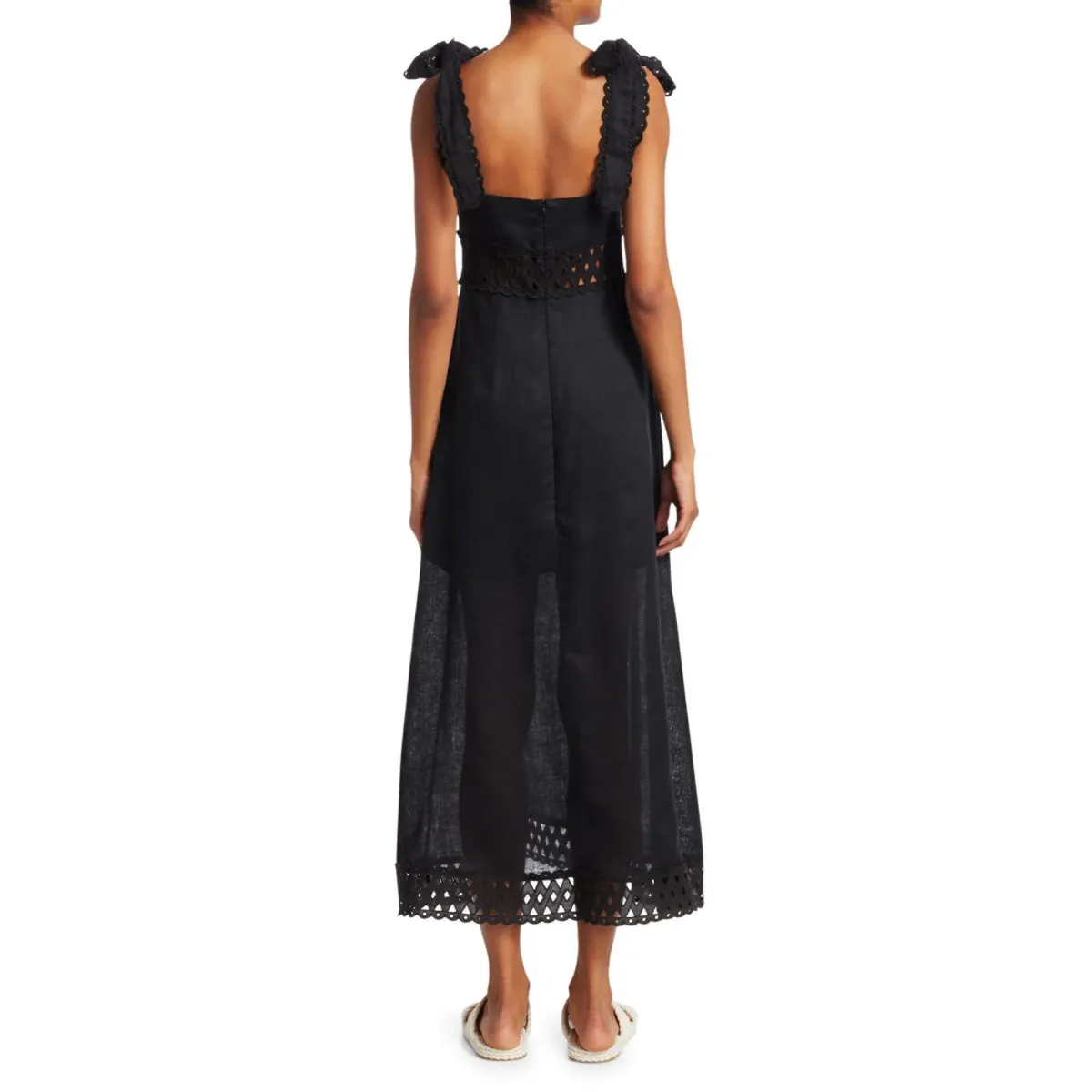 Zimmerman Verity Tie-Shoulder Linen Maxi Dress Black Size 0 - Image 2