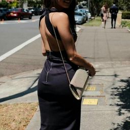 Nicholas Ponte Wrap Halter Dress (Navy) - Size 8  for rent on The Volte - image 4