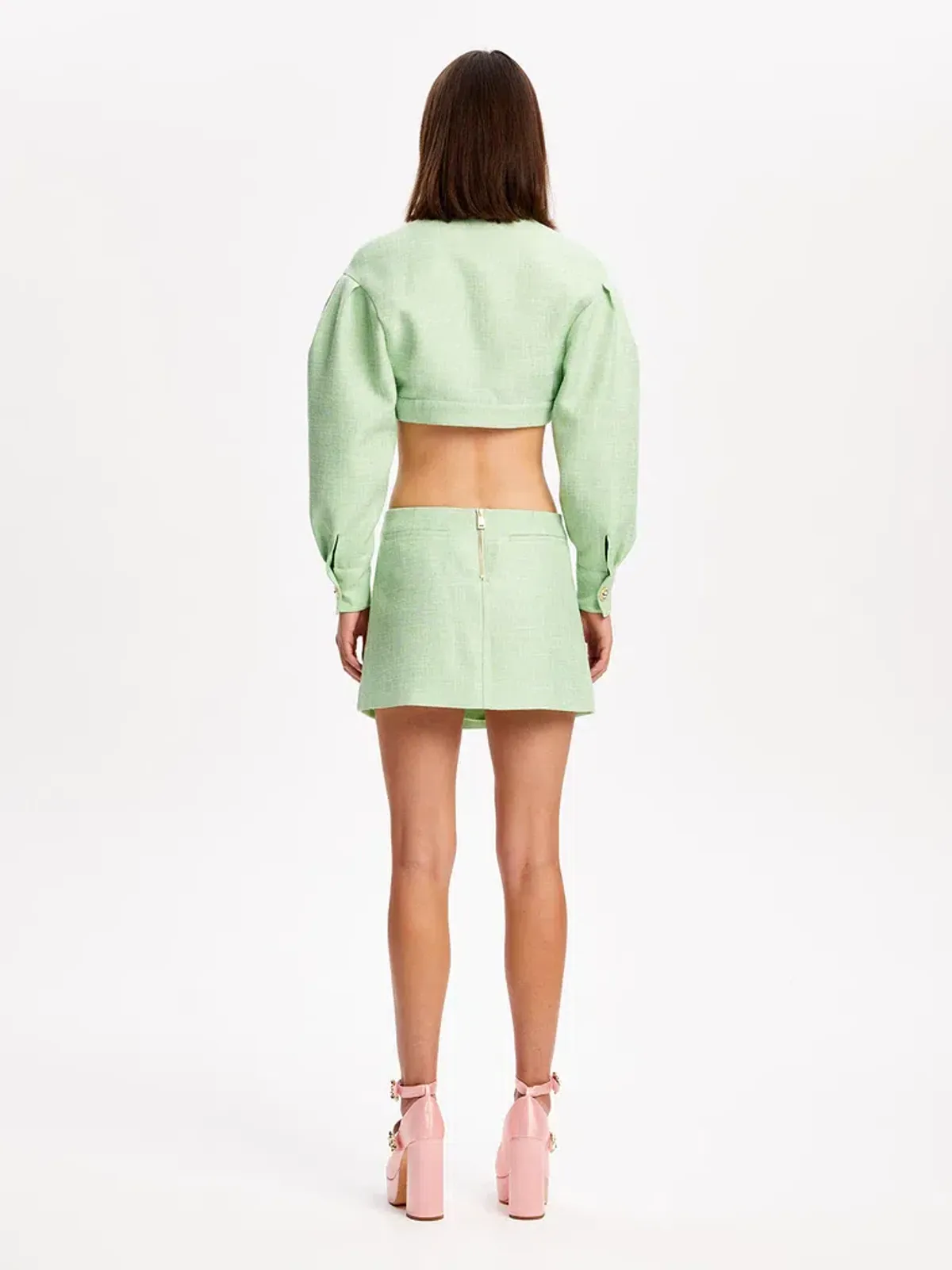 Alice McCall Catalina Jacket and Mini Skirt Set Lime Cream Size 10 - Image 3