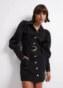 Aje Dione Denim Long Sleeve Dress Black Size 12 for rent on The Volte - image 3