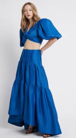 Aje Reverb Puff Sleeve Cropped Top and Midi Skirt Set Size 14 for rent on The Volte - image 3