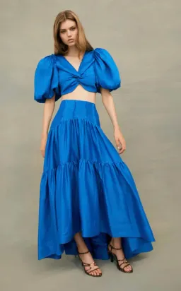 Aje Reverb Puff Sleeve Cropped Top and Midi Skirt Set Size 14 for rent on The Volte - image 4