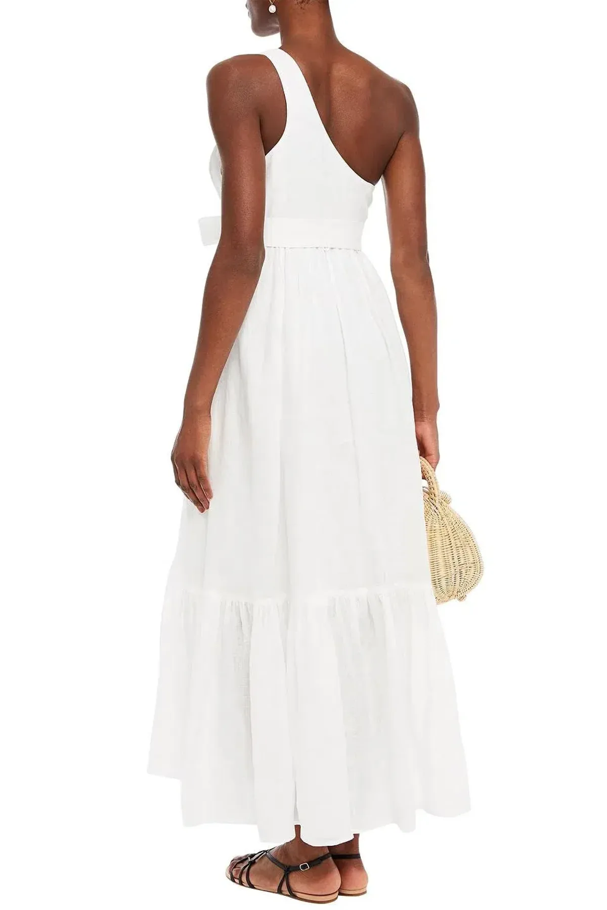 Zimmermann Juliette One Shoulder Linen Maxi Dress White Size 8 - Image 3
