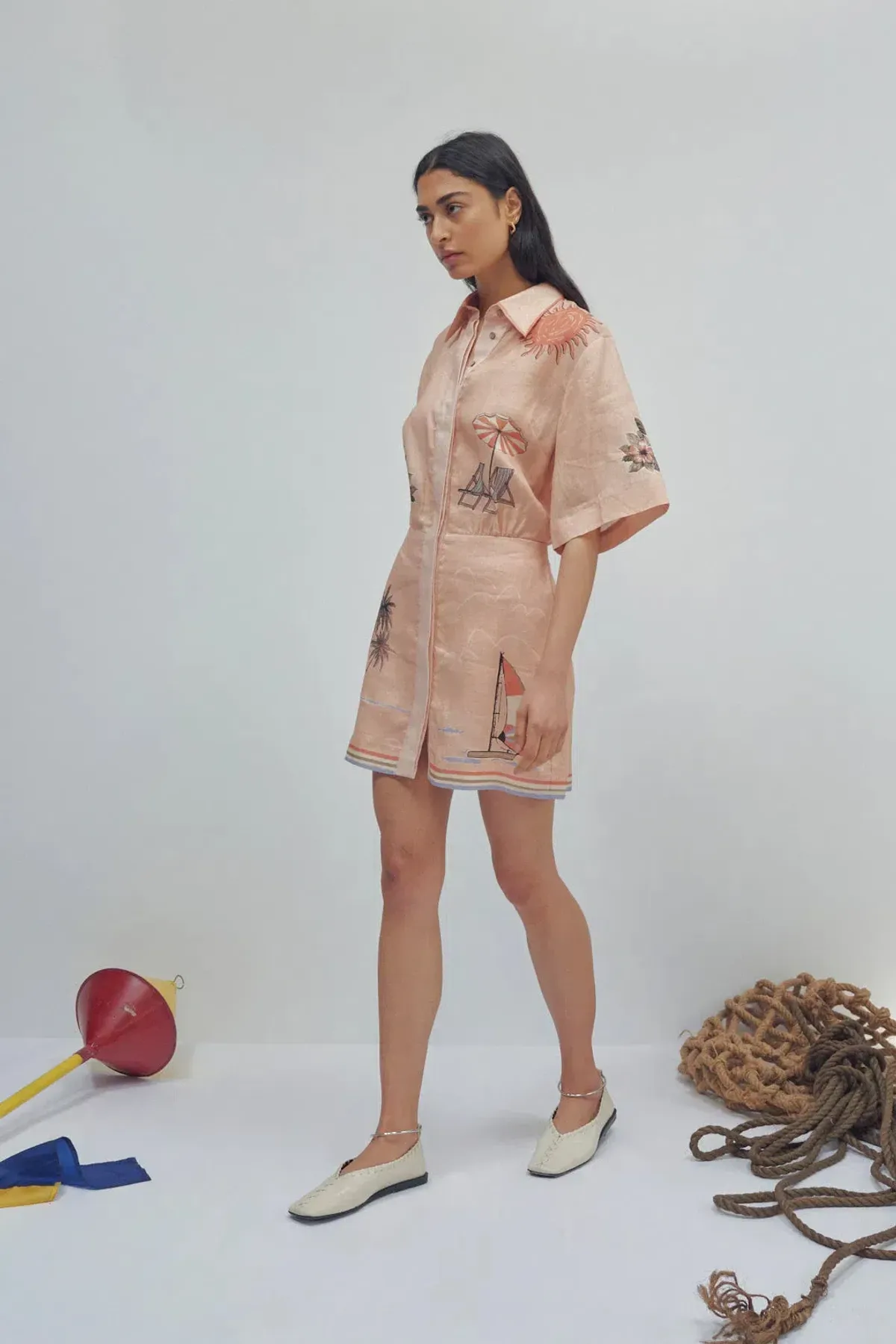 Alemais Marina Mini Shirtdress Print Size 14 - Image 1