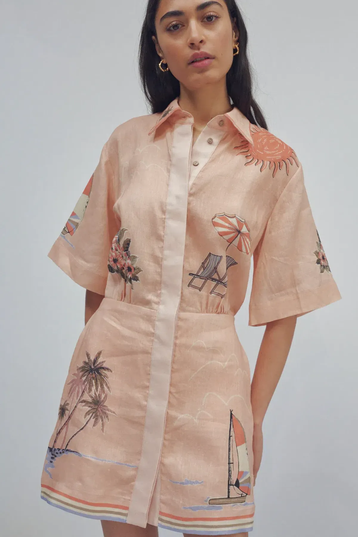 Alemais Marina Mini Shirtdress Print Size 14 - Image 2