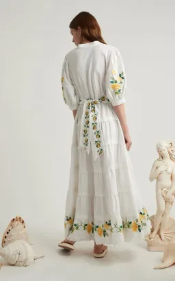 Alemais Rosa Embroidered Cotton-linen Maxi Dress White Size 12  for rent on The Volte - image 4