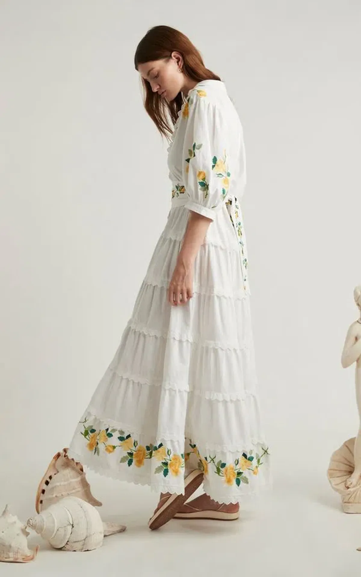Alemais Rosa Embroidered Cotton-linen Maxi Dress White Size 12 - Image 3