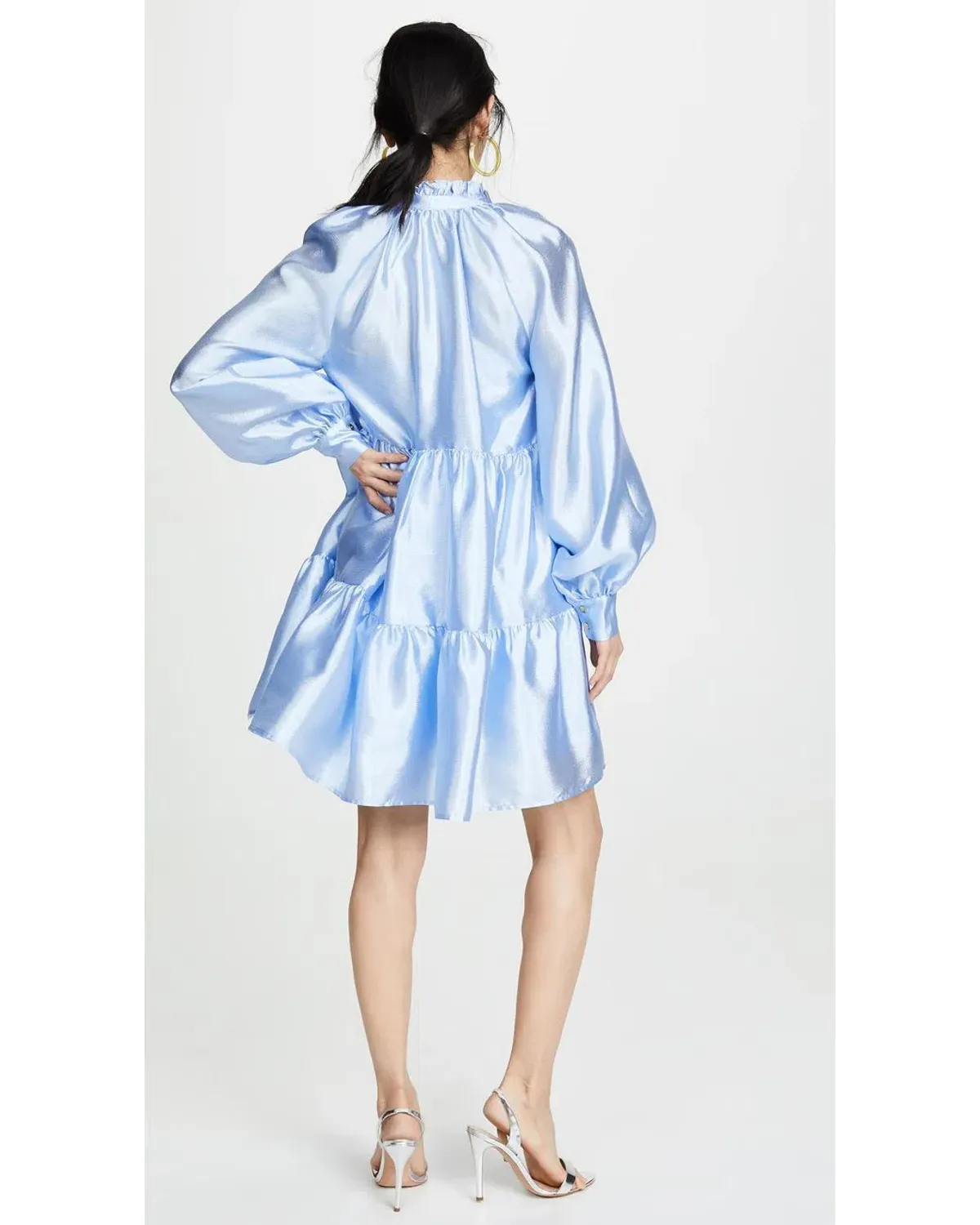 Stine Goya Jasmine Tiered Long Sleeve Shift Dress In Light Blue Size 12 - Image 5