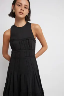 Aje Tidal Corset Midi Dress Black Size 6 for rent on The Volte - image 2