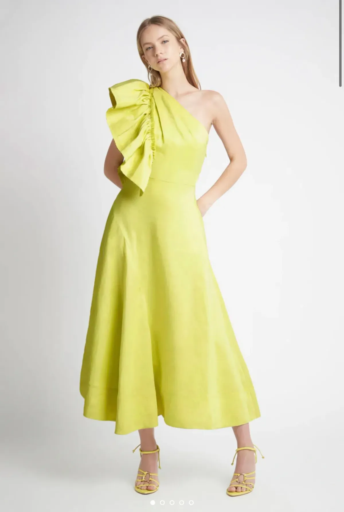 Aje Bonjour Asymmetric Midi Dress Green Size 8 - Image 1