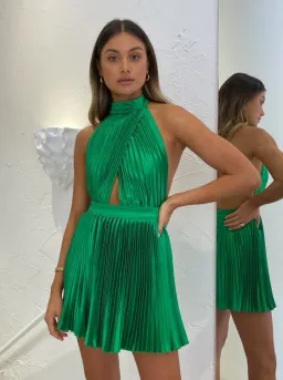 L’Idee Renaissance Mini Dress Bright Green Size 8 for rent on The Volte - image 1
