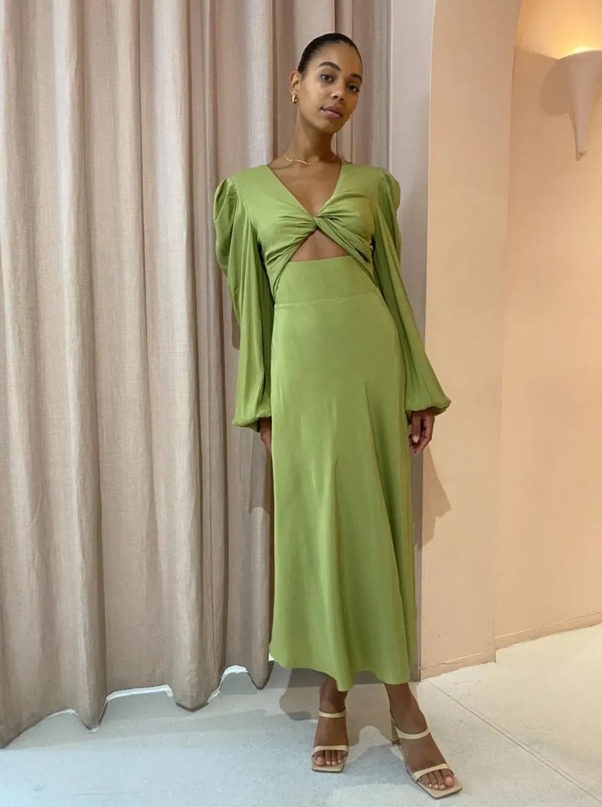 By Johnny Emily Twist Midi Dress Sea Green Size 8 - Image 1