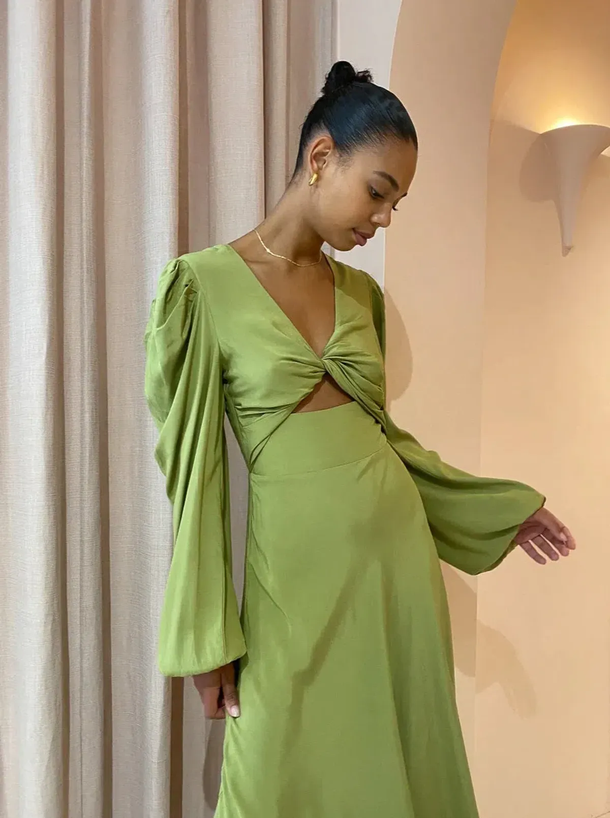 By Johnny Emily Twist Midi Dress Sea Green Size 8 - Image 3