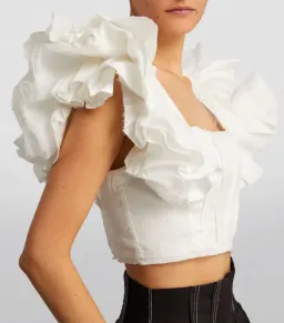 Aje Vanades Frill Crop Top & New Wave Mini Skirt Set Ivory Size 8 for rent on The Volte - image 1
