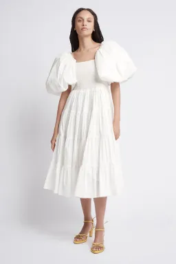 Aje Cherished Midi Dress Ivory Size 4 for rent on The Volte - image 1
