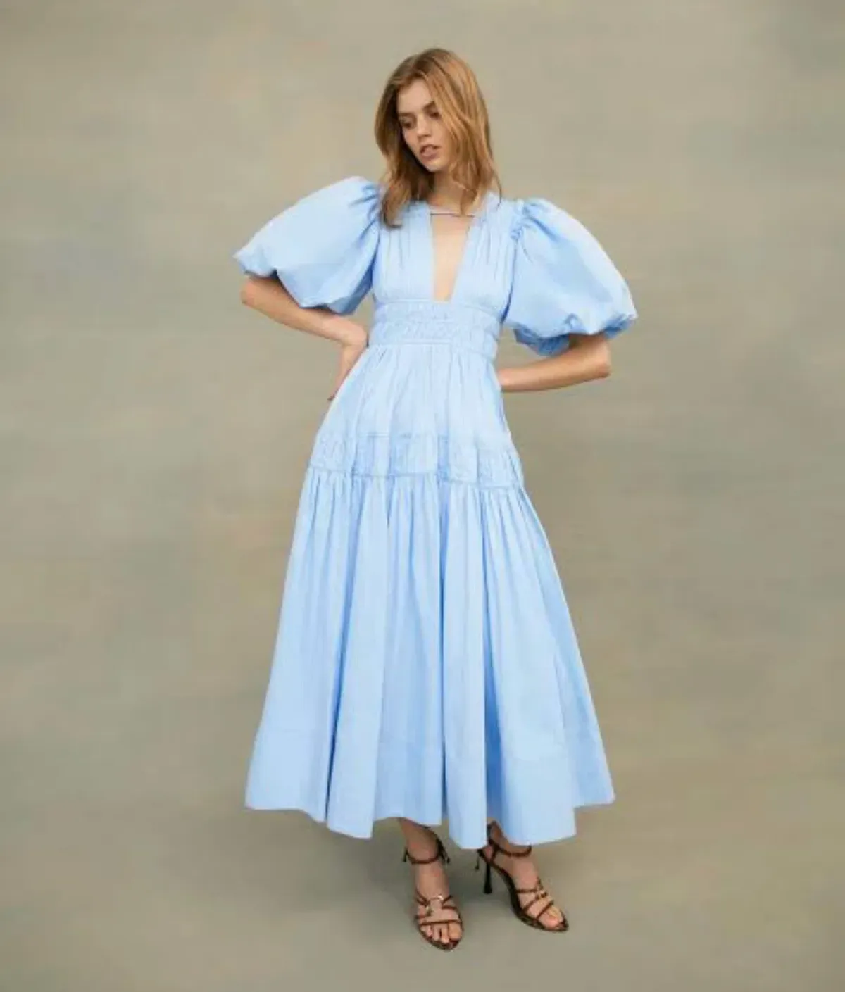Aje Fallingwater Gathered Midi Dress Blue Size 10 - Image 3