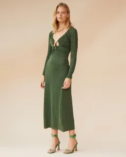 Suboo Asha Long Sleeve Keyhole Midi Dress Green Size 8 for rent on The Volte - image 2