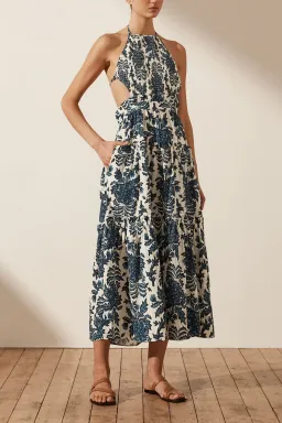 Shona Joy Diana Shirred Backless Midi Dress Print Size 6 for rent on The Volte - image 4